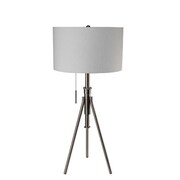 ORE INTERNATIONAL Ore International 31171T-SN 32.5 in. to 37.5 in. Mid-Century Adjustable Tripod Silver Table Lamp 31171T-SN